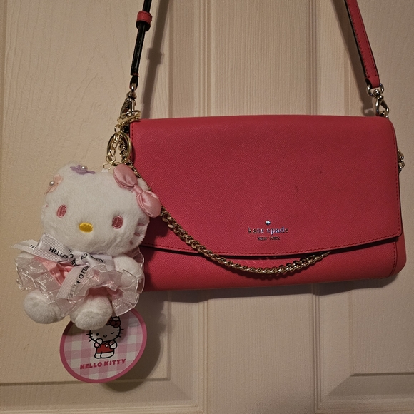Hello kitty plush keychain pink spring dress sanrio plush keychain valen… - Picture 1 of 3